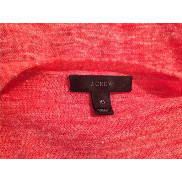 J. CREW Marled Linen Knit Cardigan Sweater Coral Pink Orange VNeck Layering Knit - Picture 7 of 10